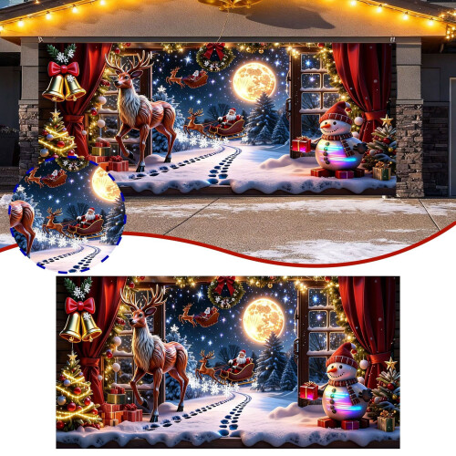 Weihnachts-Garagentorabdeckung Weihnachtsmann 7x16ft 1