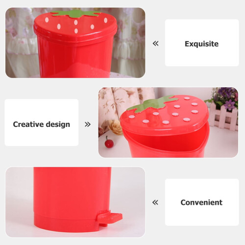 Small Garbage Can Red Plastic Space Saving for Indoor Use 1Set 1