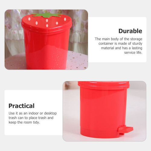 Small Garbage Can Red Plastic Space Saving for Indoor Use 1Set 2