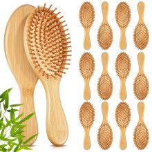 12 Pcs Bamboo Hair Brushes Bulk – Natural Wooden Paddle Brush, Lightweight Scalp Massage & Detangling, Anti-Static, All Hair Types
