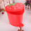 Small Garbage Can Red Plastic Space Saving for Indoor Use 1Set 7