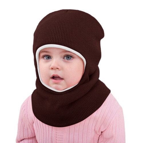 Børne fleece strikket vinterhue med ørevarmere 1