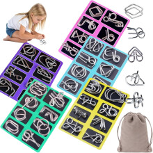 Metal Montessori Puzzles, Brain Teasers & IQ Games for Adults – Physics-Based Steel Puzzles with Pouch (Styles A–E), Compatible with Montessori