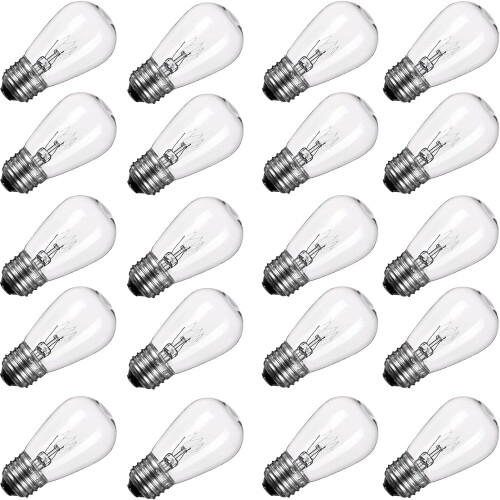 Ampoules de rechange S14 blanc chaud 11 W E26, lot de 20