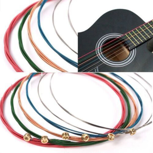 One Set 6pcs Rainbow Colorful Color Strings For Acoustic Guitar Accessory 1