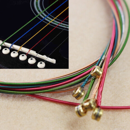 One Set 6pcs Rainbow Colorful Color Strings For Acoustic Guitar Accessory 2