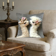 Housse de coussin 45 x 45 cm, imitation broderie, imprimé animal, 2D, pour canapé.