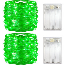 Luzes de LED em formato de gota, alimentadas por bateria, com temporizador (6 horas ligadas/18 horas desligadas), 30 LEDs, 3 metros, verdes (pacote