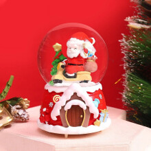 6.3" Glowing Snow Globe Music Box with Santa – Crystal Christmas Ornament & Gift for Girls/Boys, Compatible with Holiday Decor