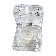 Caixa de anel com textura de cristal e rosa preservada, decoração romântica para o Dia dos Namorados, caixa de joias transparente em acrílico,