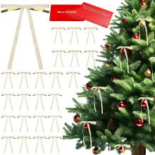Conjunto de 24 Laços de Veludo Bege para Árvore de Natal, Guirlanda, Coroa de Natal, Decoração de Casa e Casamento – Decoração Rústica de