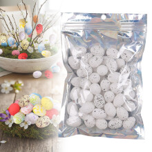 50-Pack Mini Spotted Easter Eggs - Colorful DIY Craft Kit for Home Decor, Garland Making & Classroom Activities. Fun & Festive! (White)
