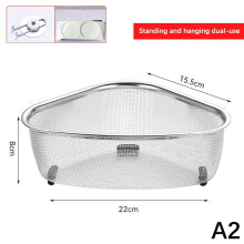Panier d'égouttoir triangulaire en acier inoxydable (1 pièce)