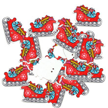 50X Jouluinen Pulkkareki Puinen 2-reikäinen Nappi Tee-se-itse Ompelemiseen Scrapbooking-koristeeseen