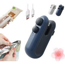 Seladora de sacos recarregável USB-C, portátil, com clipe para batatas fritas, azul, pacote com 1 unidade