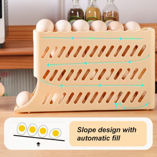 Rolling Fridge Egg Holder – 4-Tier PP Organizer for 30 1