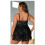 Women's Black White Printed Mesh One Piece Swimsuit Plus 4