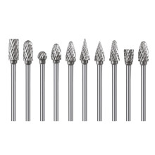 10Pieces Alloy Steel Rotary File Burrs Double Threaded Grinding Head for Woodworking Drilling Metal Carving Engraving