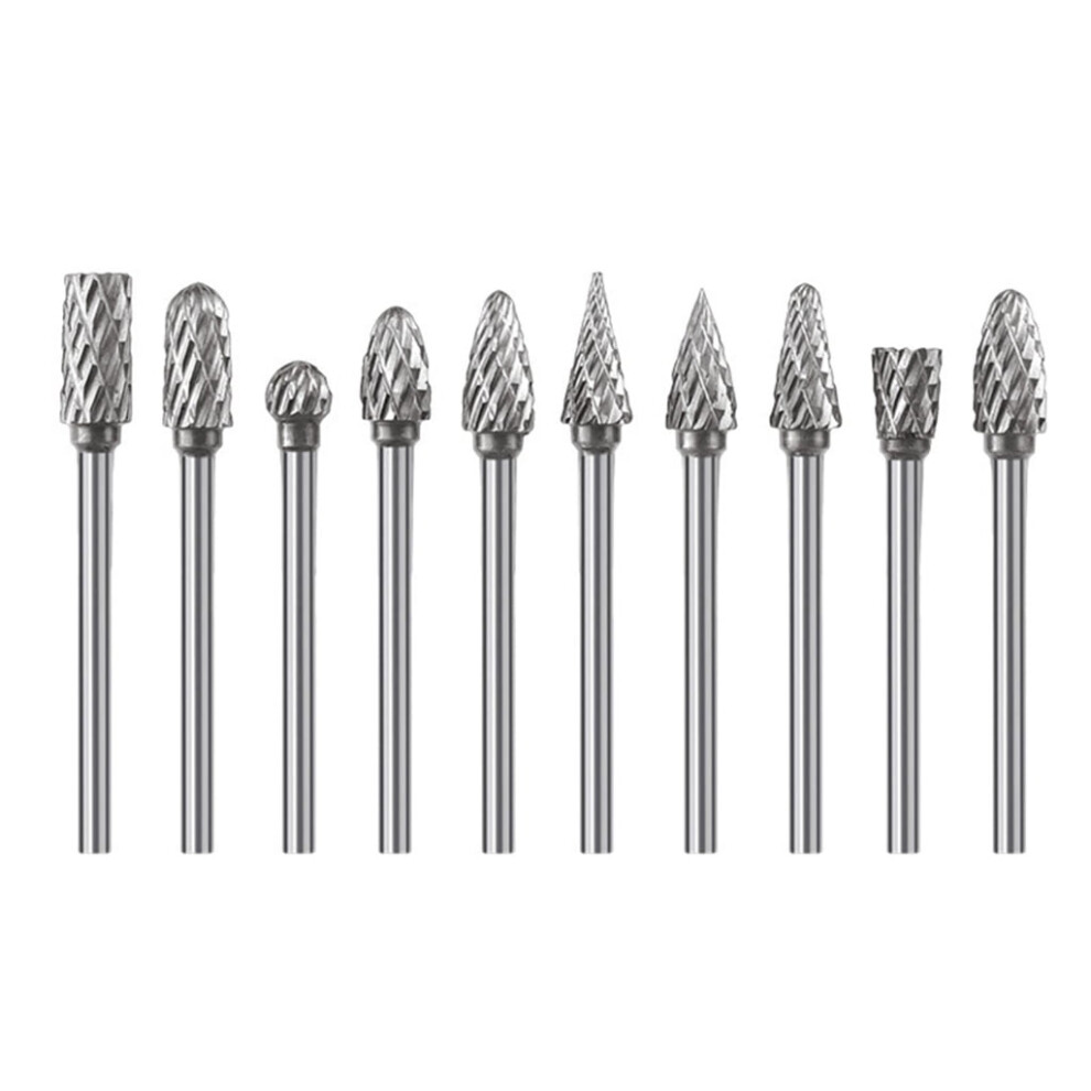 10Pieces Alloy Steel Rotary File Burrs Double Threaded Grinding Head For Woodworking Drilling Metal Carving Engraving 9071309039917