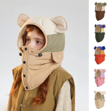 Kids Windproof Balaclava Hood with Face Cover, Stretchable Winter Hat for Children 4-10, One Size Fits Most, Compatible with Outdoor Sports & Snow