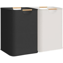 Cesto de roupa dobrável com alças de bambu (pacote com 2)