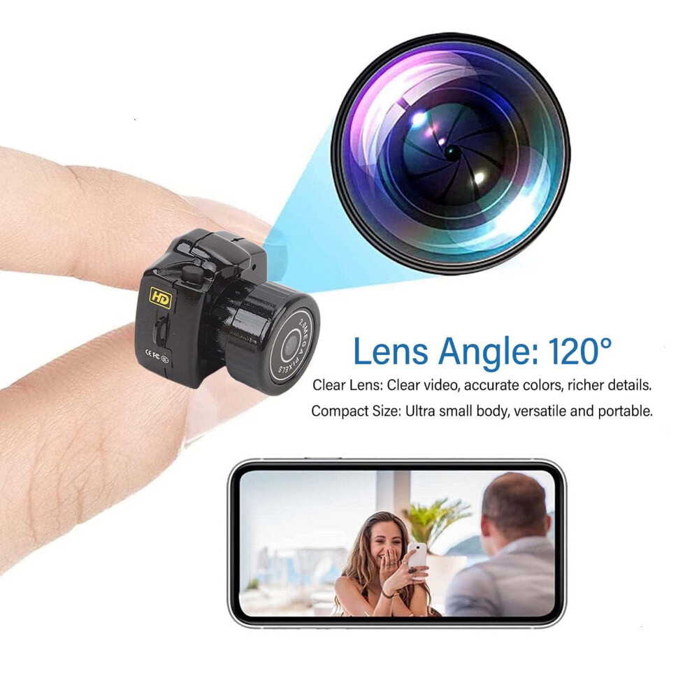 Mini Camera With Night Wide Angle Lens USB Rechargeable Portable Camera For Home (without Memory Card)