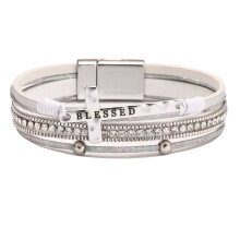 Damen-Armband mit böhmischem Kreuz, vergoldetes PU-Leder, 7,7