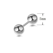Screw Ball Back Piercing Stud Stainless Steel Balls Ear Stud Barbell Earrings-silver 1.2*6*5