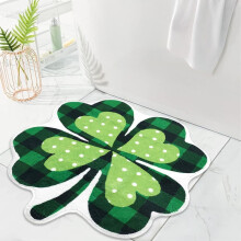 St. Patrick's Day Floor Mat, Green Clover Non-Slip Door Mat for Indoor/Outdoor, 23.6"x23.6", 1pc
