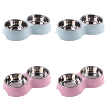 Double Stainless Steel Cat Food & Water Bowl Set – Detachable, Non-Slip, Easy-Clean, for Small/Medium Cats (4PCS)