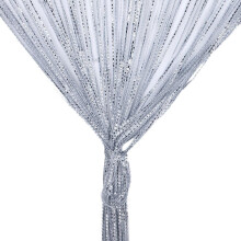 Grey string curtain with silver thread wall panel