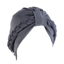 Turban tressé carré pour femme, bonnet, foulard, accessoire de mode quotidien, gris
