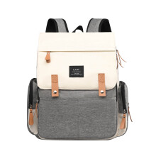 Large Diaper Bag Backpack for Mom, Gray Polyester, Insulated Bottle Pockets, Fold-out Changing Station, Compatible with Daycare/Travel/Hospital,