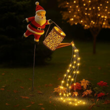 Luci natalizie solari a forma di bollitore, luci decorative natalizie a forma di Babbo Natale per giardino e prato, decorazioni natalizie per il