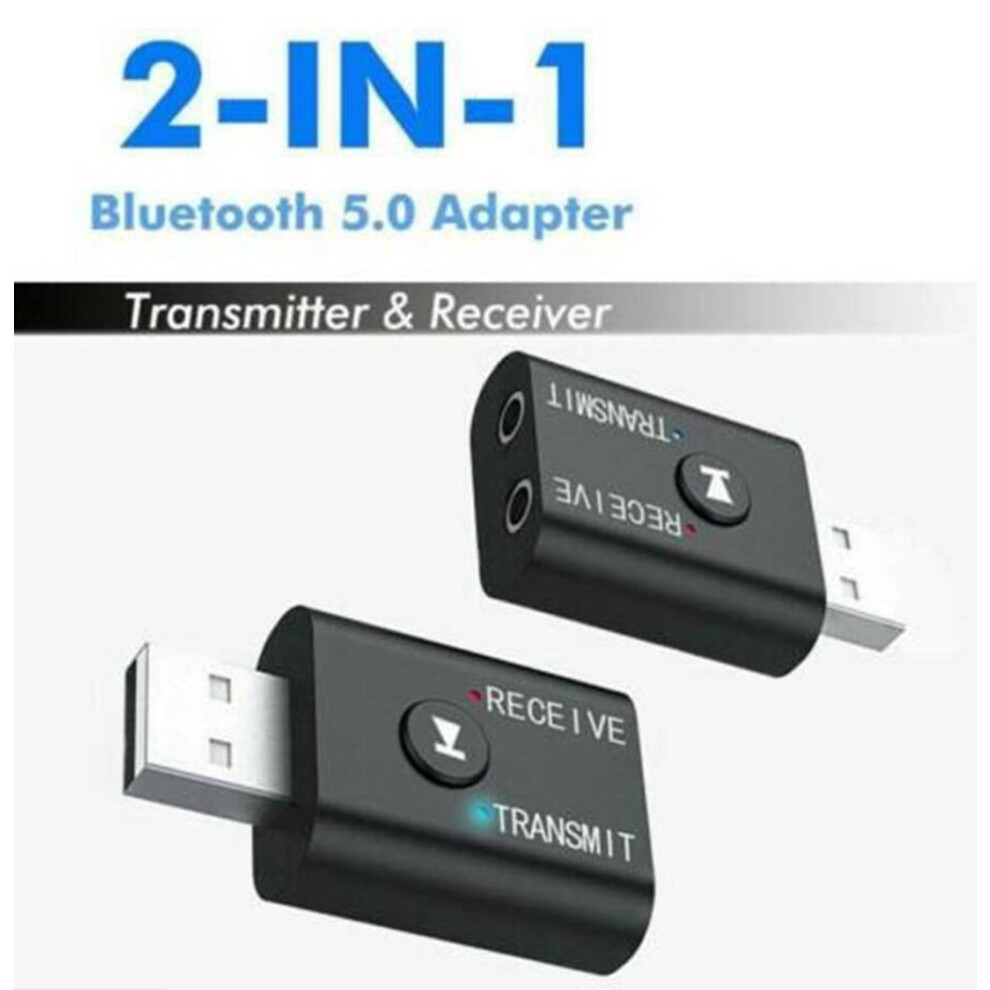 Tr6 Bluetooth 5.0 Audio Transmitter & Receiver Adapter, 3.5Mm Aux/Usb Plug & Play For Tv/Computer/Projector/Mp3/Car Speaker, 8M Range 9425574128461