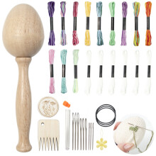 Darning Egg for Socks Wood Darning Egg and Needle Thread for Socks Clothes Adult Kid DIY Handicraft Home Sewing Tool