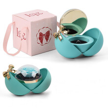 Eternal Rose sieradendoos – Bolvormige ringdoos met dubbele opening en design van een geconserveerde roos, zachte binnenkant, cadeau voor haar
