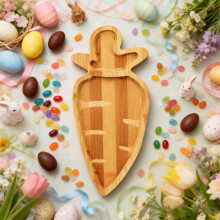 Easter Carrot-Shaped Wooden Serving Platters – Spring Charcuterie Boards, Decorative Cheese & Snack Trays, Housewarming Gifts (Compatible with