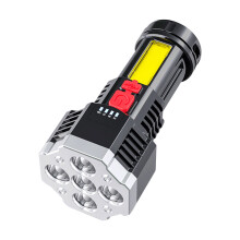 Újratölthető taktikai zseblámpa COB LED-del – USB-n újratölthető, vízálló, 3 üzemmód, vészvilágítás, valós idejű