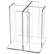 Acrylic Wall-Mounted Cup & Lid Holder for Coffee Bar – 10" High, Space-Saving Organizer with Compartment Design, Compatible with Standard Cups