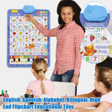 2026 Bilingual English-Spanish Alphabet Flip Chart Toy, Talking Poster for Ages 3–12, Interactive Sound Book – Compatible with Early Learning