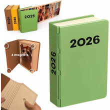 Matkamuistojen varjolaatikkoalbumi, 2024/2025/2026Matkalokikirjan kehys, Taittuva leikekirja lomakuville (vihreä/ruskea)