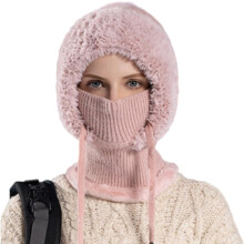Gorro polar de invierno con máscara y bufanda integradas.