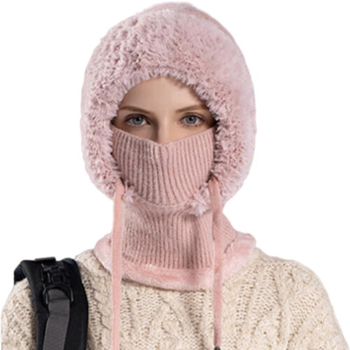 Gorro polar de invierno con máscara y bufanda integradas.