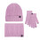 Ensemble bonnet, écharpe et gants unisexe en maille violet 1