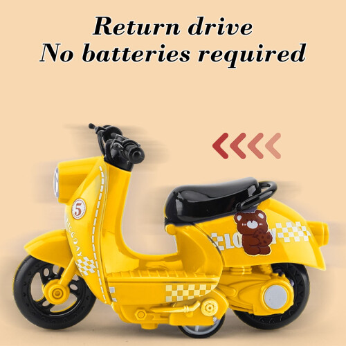 Pull-Back Motorcycle Toy for Kids 3+ with Flip Seat and 2