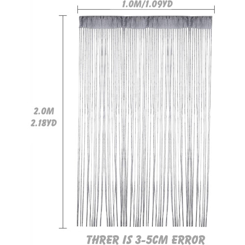 Grey door string curtain with silver thread 1 panel 1