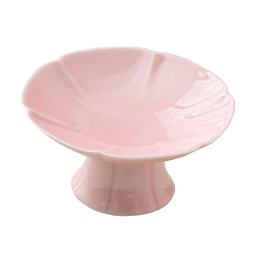 Ceramic Dessert Stand Footed Fruit Plate for Cupcakes Donuts Kitchen Counter Pink 1