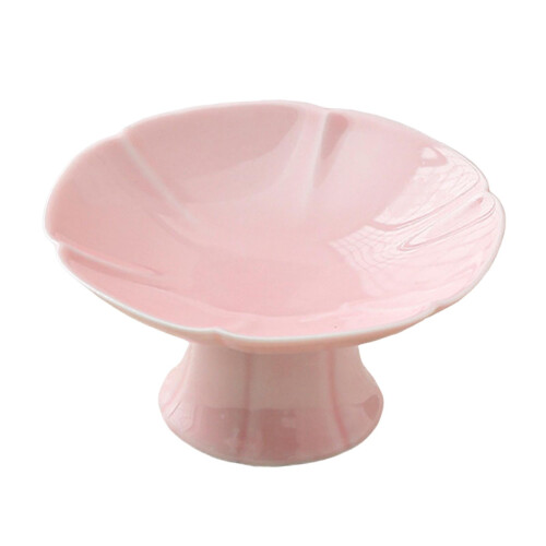 Ceramic Dessert Stand Footed Fruit Plate for Cupcakes Donuts Kitchen Counter Pink 2