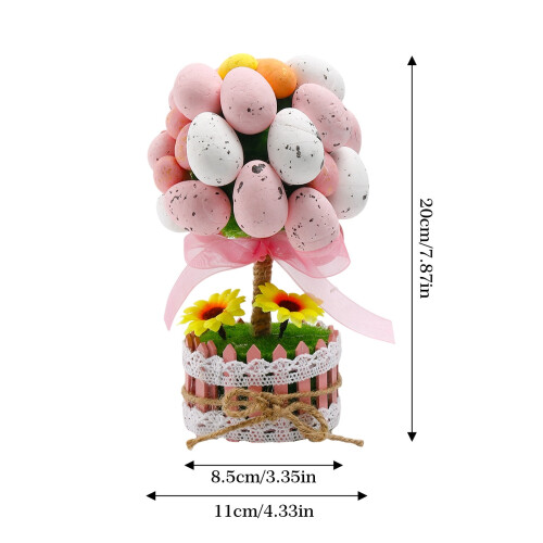 Albero di uova di Pasqua blu con bouquet artificiale, 22 cm 2